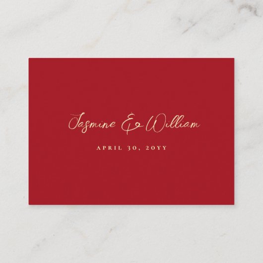 赤さくらんぼ花桜花アジア結婚の プレイスカード (裏面)