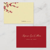 赤さくらんぼ花桜花アジア結婚の プレイスカード (正面/裏面)