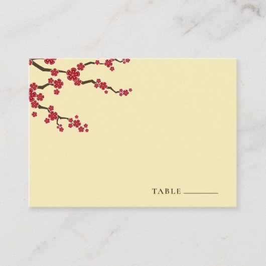 赤さくらんぼ花桜花アジア結婚の プレイスカード (正面)