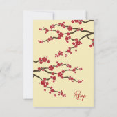 赤さくらんぼ花桜花アジア結婚の 出欠カード (裏面)