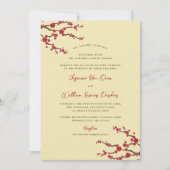 赤さくらんぼ花桜花アジア結婚の 招待状 (正面)