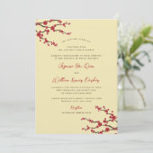 赤さくらんぼ花桜花アジア結婚の 招待状 (スタンド正面)