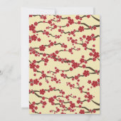 赤さくらんぼ花桜花アジア結婚の 招待状 (裏面)