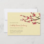 赤さくらんぼ花桜花アジア結婚の 招待状 (正面)