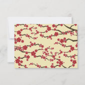 赤さくらんぼ花桜花アジア結婚の 招待状 (裏面)