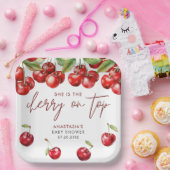 赤さくらんぼ赤ちゃんシャワー ペーパープレート (パーティー)