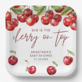 赤さくらんぼ赤ちゃんシャワー ペーパープレート (正面)
