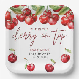 赤さくらんぼ赤ちゃんシャワー ペーパープレート
