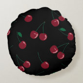 赤さくらんぼ黒丸アクセント枕 ラウンドクッション (裏面)