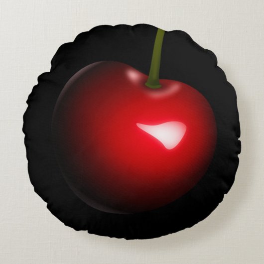 赤さくらんぼ黒丸ピロー – カラー選択 ラウンドクッション (正面)