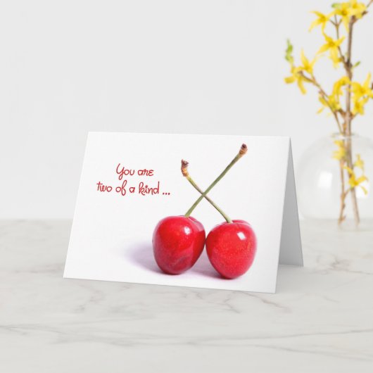 赤さくらんぼ カード (黄色い花)