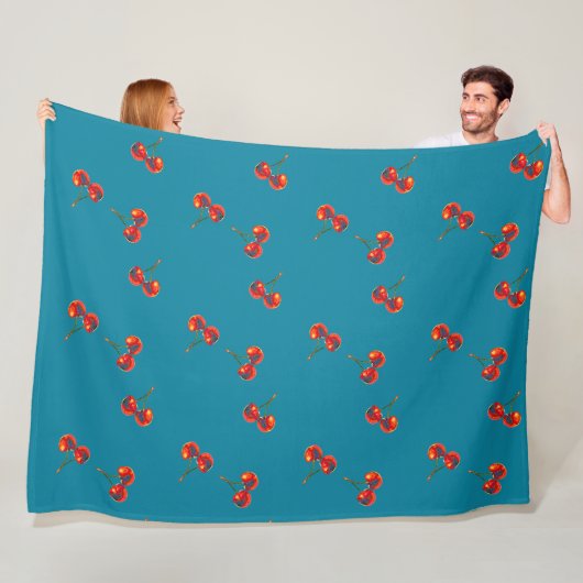 赤さくらんぼ フリースブランケット (インサイチュ)