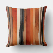 赤さび黒とベージュのストライプ クッション (裏面)