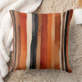 赤さび黒とベージュのストライプ クッション (ブランケット)