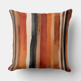 赤さび黒とベージュのストライプ クッション