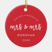 赤さん夫妻の初めてのクリスマスがかわいい セラミックオーナメント (正面)