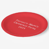 赤すてきと白：クリスマスパーティー ペーパープレート (アングル)