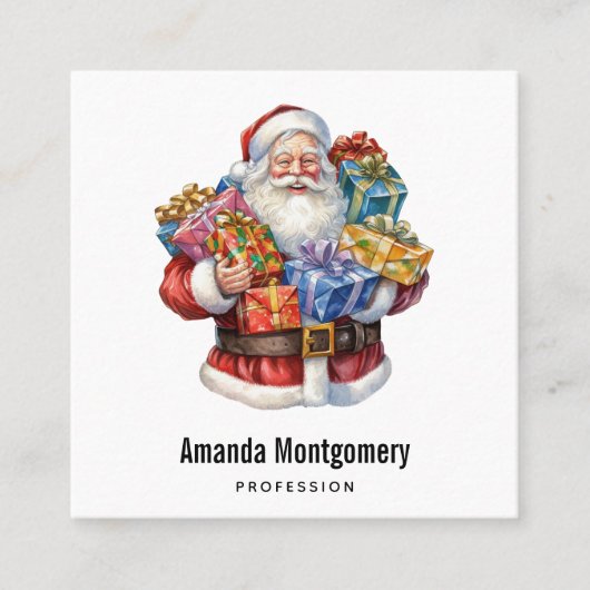 赤すてきスーツのサ伝統的ンタ スクエア名刺 (正面)