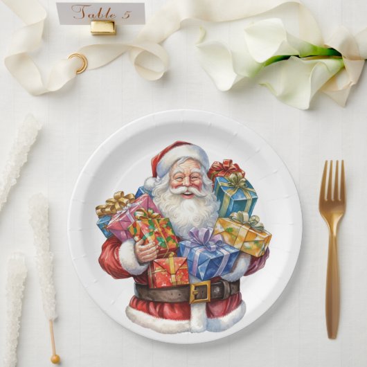 赤すてきスーツのサ伝統的ンタ ペーパープレート (ウェディング)