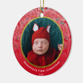 赤すてきポインセチアベビー初めてのクリスマスセラミ セラミックオーナメント (左)