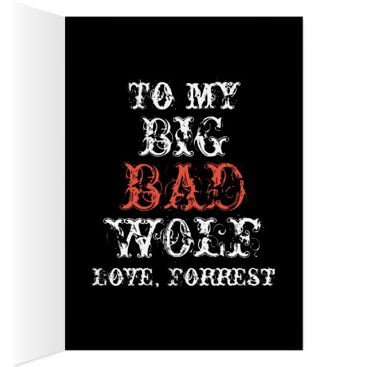 赤ずきんと悪い狼の面白いロマンチックカード (内側 (右))