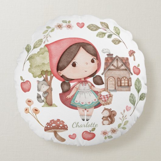 赤ずきんのかわいいファンタジー ラウンドクッション (正面)