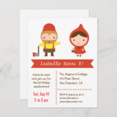 赤ずきんの子供の誕生日のパーティー 招待状 (正面/裏面)