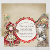 赤ずきんの童話物語の絵本 招待状 (正面/裏面)