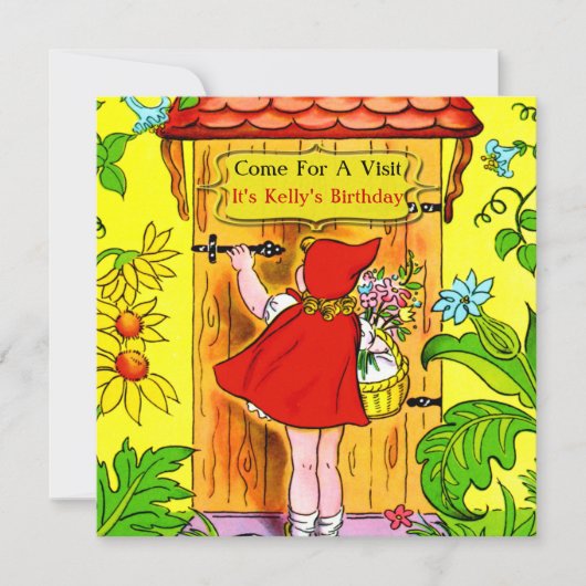 赤ずきんの誕生日の訪問 招待状 (正面)