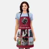 赤それが始まったカップルの写真コラージュ エプロン (着用した状態)