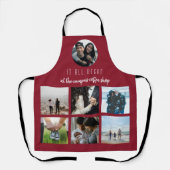 赤それが始まったカップルの写真コラージュ エプロン (正面)