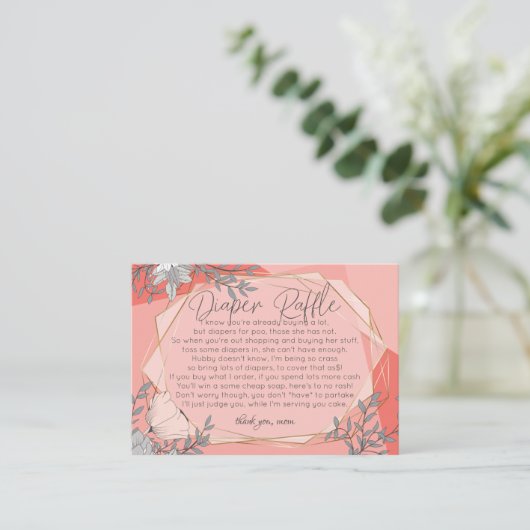 赤ちゃんおもしろいシャワーおむつラッフル |トレンディーサンゴ エンクロージャーカード (スタンド正面)