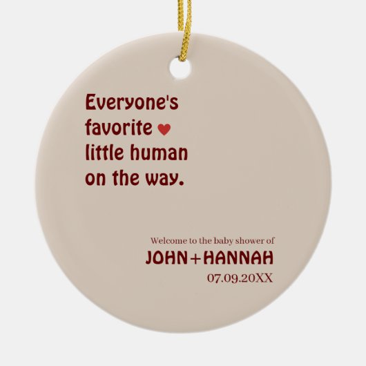 赤ちゃんお気に入りののシャワーを浴びた人たち セラミックオーナメント (正面)