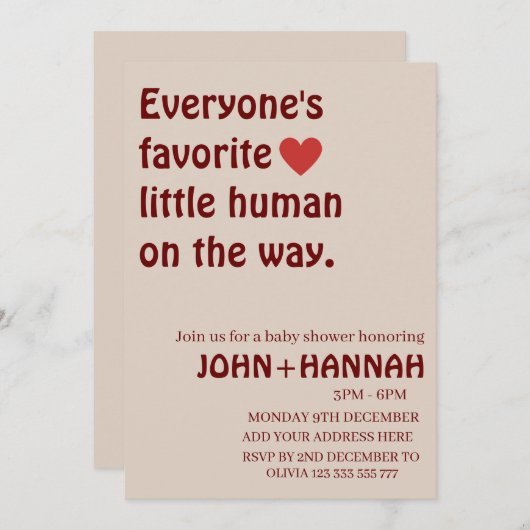 赤ちゃんお気に入りののシャワーを浴びた人たち 招待状 (正面/裏面)