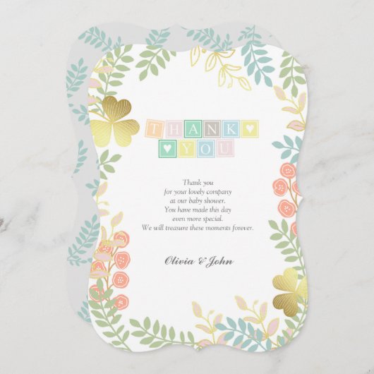 赤ちゃんお洒落シャワー素朴カードありがとう サンキューカード (正面/裏面)