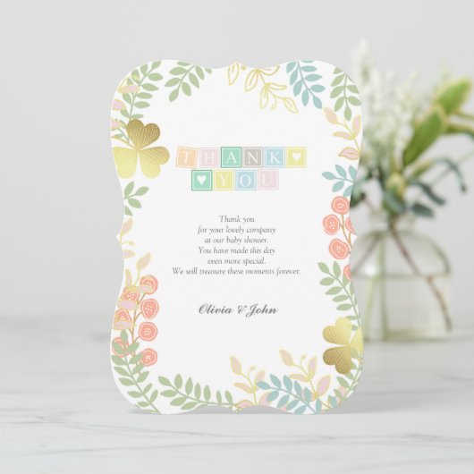 赤ちゃんお洒落シャワー素朴カードありがとう サンキューカード (スタンド正面)