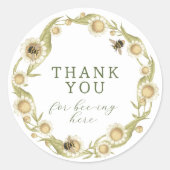 赤ちゃんから蜂へデイジーワイルドフラワーリング ありがとう ラウンドシール (正面)