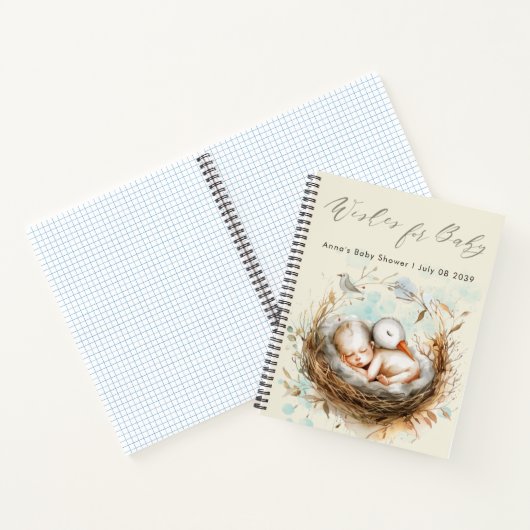 赤ちゃんかわいいコウノトリ赤ちゃんシャワーの願いゲストブック ノートブック (内部)