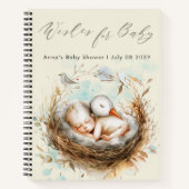 赤ちゃんかわいいコウノトリ赤ちゃんシャワーの願いゲストブック ノートブック (正面)