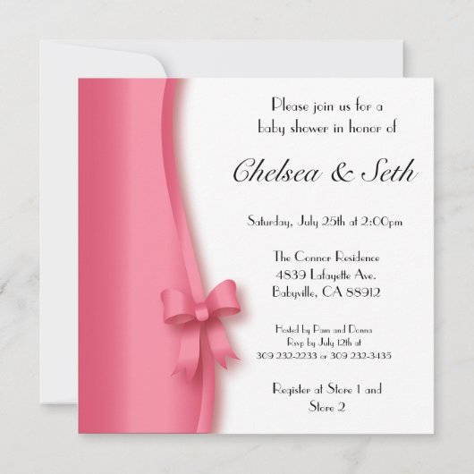 赤ちゃんかわいらしのシャワーのためのピンクとゼブラのストライプ 招待状 (裏面)