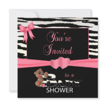 赤ちゃんかわいらしのシャワーのためのピンクとゼブラのストライプ