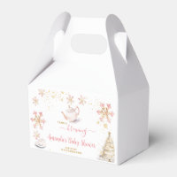 赤ちゃんがお茶を入れています ピンクの冬のティーパーティー ベビーシャワー