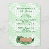 赤ちゃんがさやに三つ子をシャワー 招待状 (正面/裏面)