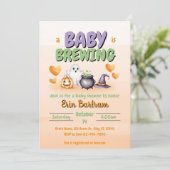 "赤ちゃんができあがり中" 水彩画の愛らしいベビーシャワー 招待状 (スタンド正面)