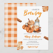 赤ちゃんができているかも！パンプキンスパイスボトル ベイビーシャワー 招待状 (正面/裏面)