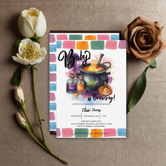 赤ちゃんができている | かわいいハロウィンのベビーシャワー 招待状