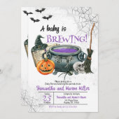 赤ちゃんができている ハロウィンのベイビーシャワー招待状 招待状 (正面/裏面)