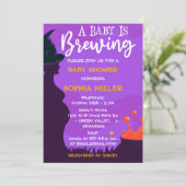 赤ちゃんができている ハロウィンの魔女のベビーシャワー 招待状 (スタンド正面)