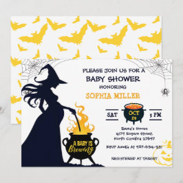 赤ちゃんがもうすぐ産まれる!ハロウィンの魔女のベビーシャワー 招待状