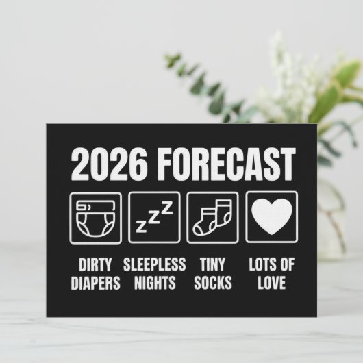 赤ちゃんがもうすぐ2026年予測 ベビーシャワー面白い 招待状 (スタンド正面)